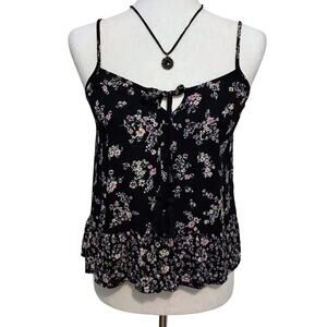 Hippie Rose NWT Black Combo Floral Tank Top Juniors S